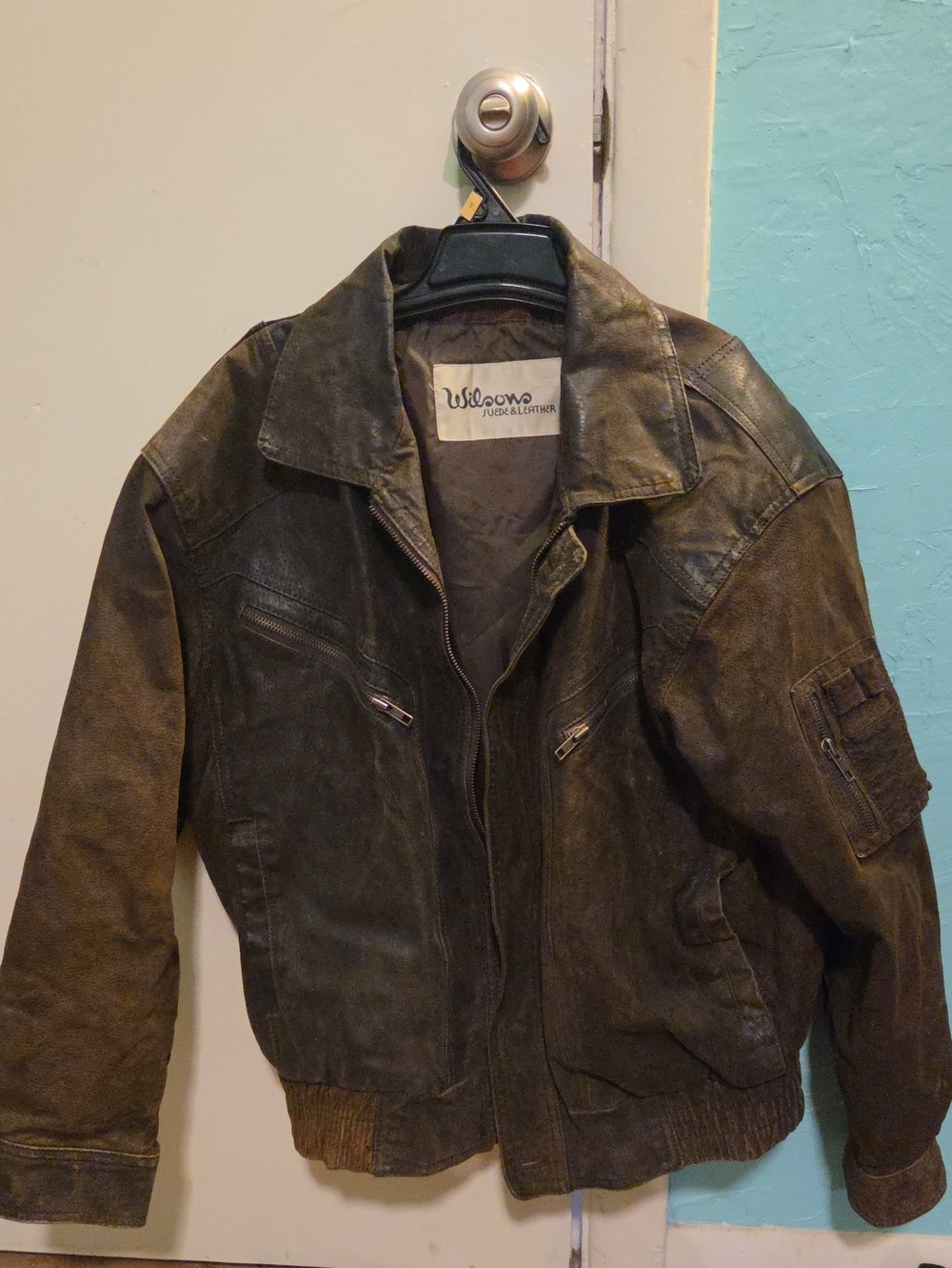 Wilsons Leather Brown Distressed Men's Bomber Jacket